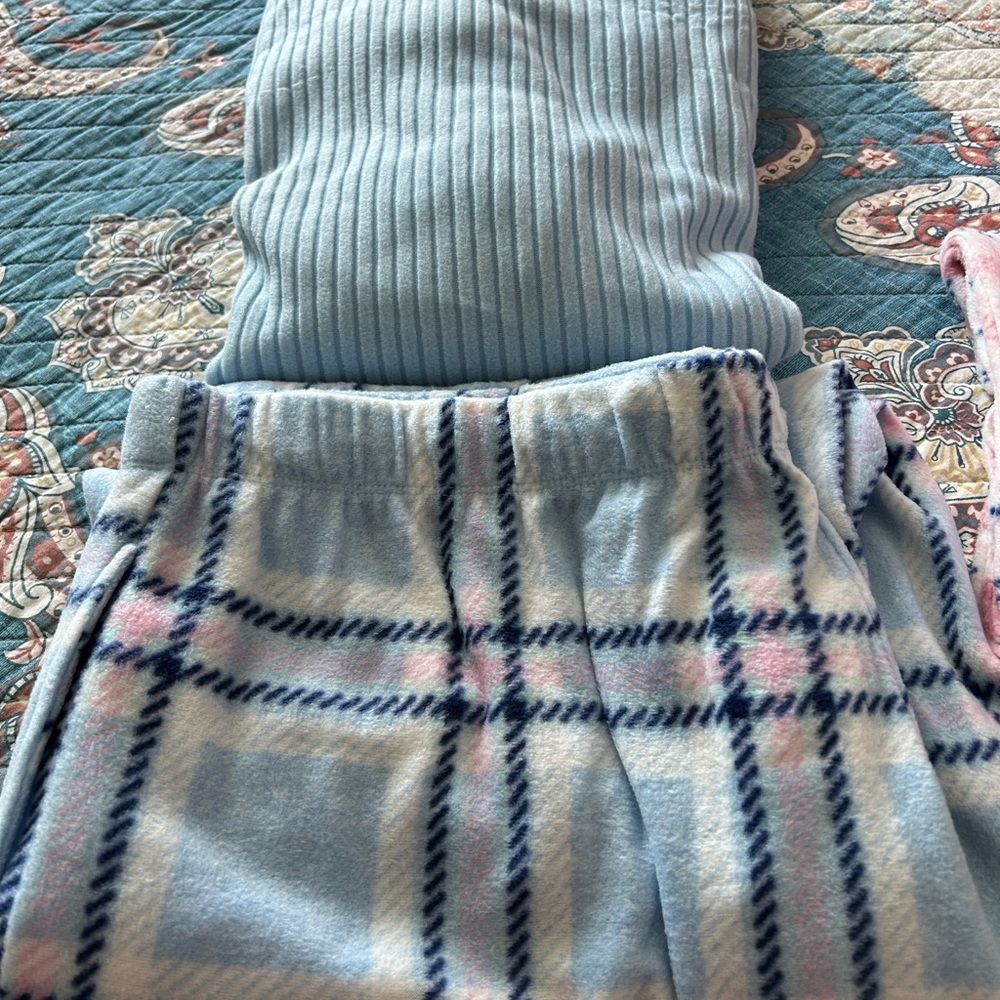 Croft & Barrow Light Blue Ribbed Pajama Set